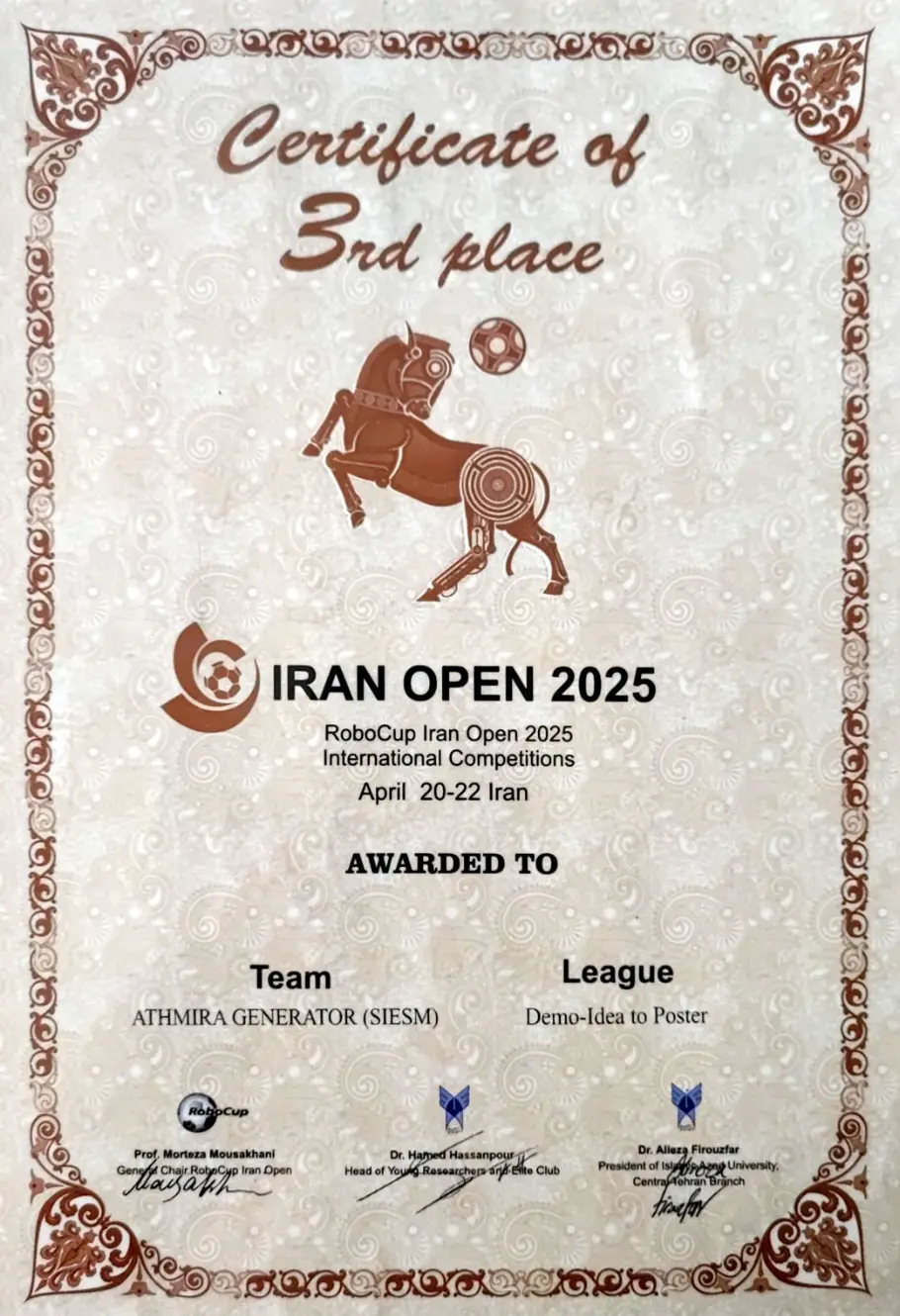 CERTIFICATE OF 3RD PLACE